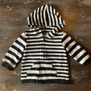 3/$12 Black and White Striped Zip Up Jacket 9 Months